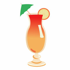 Tequila Sunrise Flat vector illustration on white background