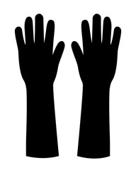 Black Common Long Glove Template on White Background, Vector File.