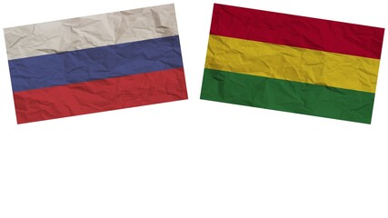 Bolivia and Russia Flags Together Paper Texture Effect Illustration