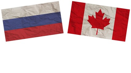 Canada and Russia Flags Together Paper Texture Effect Illustration
