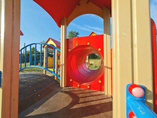 Children playground. Empty playground. Place for children to play.
