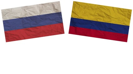 Colombia and Russia Flags Together Paper Texture Effect Illustration