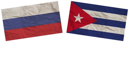 Cuba and Russia Flags Together Paper Texture Effect Illustration