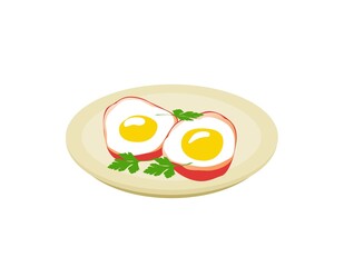 Delicious healthy breakfast scrambled eggs and tomatoes on a plate