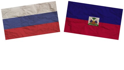 Haiti and Russia Flags Together Paper Texture Effect Illustration