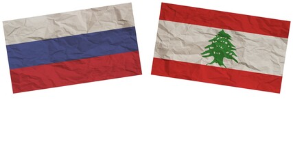 Lebanon and Russia Flags Together Paper Texture Effect Illustration
