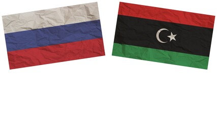 Libya and Russia Flags Together Paper Texture Effect Illustration