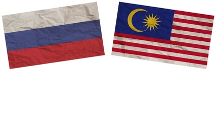 Malaysia and Russia Flags Together Paper Texture Effect Illustration