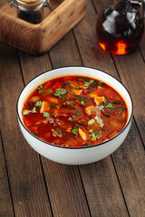 Uzbek dish nan zharkop stewed soup with meat and dough