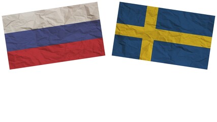 Sweden and Russia Flags Together Paper Texture Effect Illustration