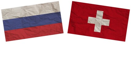 Switzerland and Russia Flags Together Paper Texture Effect Illustration