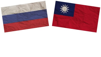 Taiwan and Russia Flags Together Paper Texture Effect Illustration