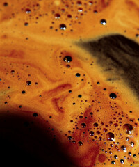 Obraz premium Close up of black coffee bubbles