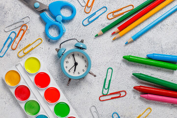 Back to school concept with school supplies.