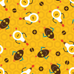 Funny Robots Vector Seamless Pattern