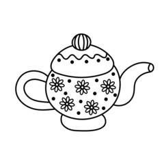 Brewing teapot decorated with flowers and dots.