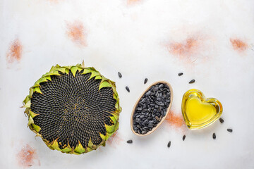 Sunflower oil and sunflower seeds.