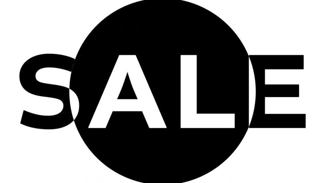Sale animation background, black and white text with circle transition effect