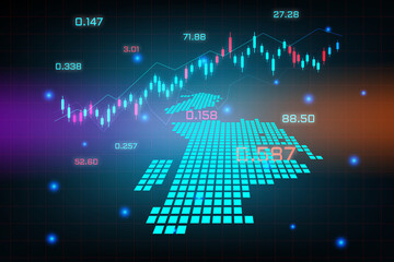 Stock market background or forex trading business graph chart for financial investment concept of Macao map. business idea and technology innovation design.