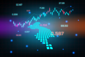 Stock market background or forex trading business graph chart for financial investment concept of Malawi map. business idea and technology innovation design.