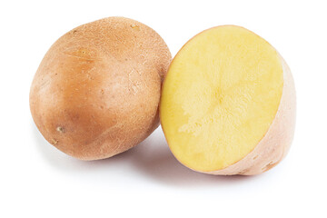 Fresh potatoes isolated on white background.
