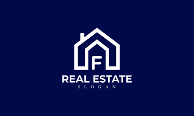 Alphabet F Real Estate Monogram Vector Logo Design, Letter F House Icon Template