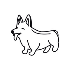 Cute corgi isolated vector illustration. Dog doodle outline icon.