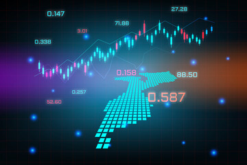 Stock market background or forex trading business graph chart for financial investment concept of Mozambique map. business idea and technology innovation design.