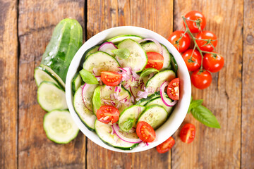 cucumber salad with cherry tomato and basil