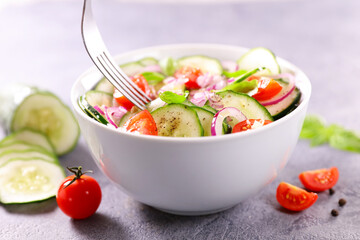 fresh cucumber salad in bowl