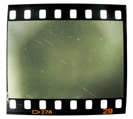 single 35mm film frame on white background.