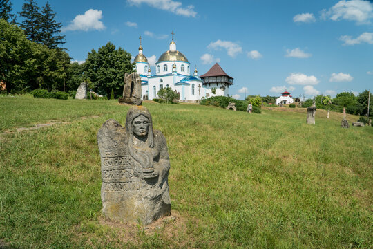 Summer day view of Busha state Historical and Cultural Reserve, located in Busha village on Podillya, Vinnytsa region, Ukraine, 2021.