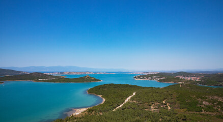 Landscape view of Satan Table (Seytan Sofrasi) in Ayvalik, Turkey. The Satan Hill (Devil's Table) in summer.
