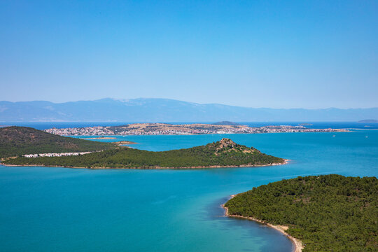 Landscape view of Satan Table (Seytan Sofrasi) in Ayvalik, Turkey. The Satan Hill (Devil's Table) in summer.
