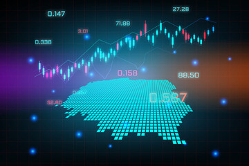 Stock market background or forex trading business graph chart for financial investment concept of Poland map. business idea and technology innovation design.