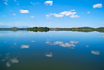 Beautiful landscape with lake, mountains and natural in Thailand 
