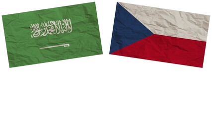 Czech Republic and Saudi Arabia Flags Together Paper Texture Effect Illustration