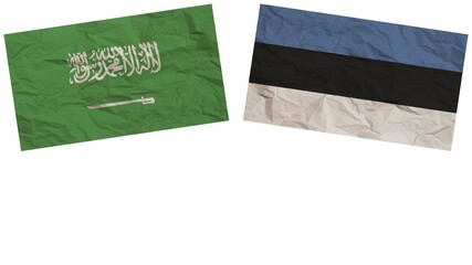 Estonia and Saudi Arabia Flags Together Paper Texture Effect Illustration