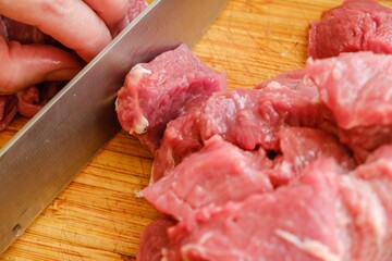 Meat beef fresh board cut,  chop.