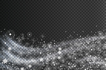 New snow transparent.Decorative winter background.Merry Christmas swirling snow effect.