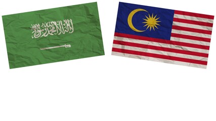 Malaysia and Saudi Arabia Flags Together Paper Texture Effect Illustration