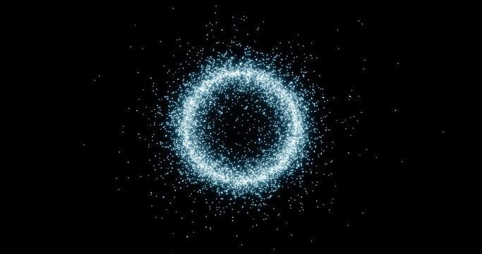 luminous shimmer swirling particles. Bright flying sparks of particles, spinning in a circle. For logo and title placement, event, concert,presentation,site