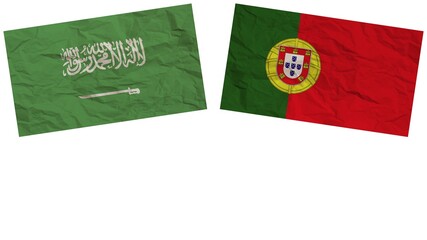 Portugal and Saudi Arabia Flags Together Paper Texture Effect Illustration