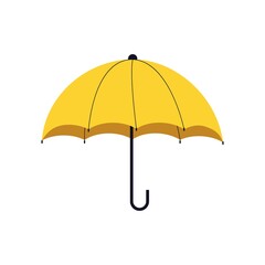 Yellow Opened umbrella for protection from rain. Autumn season fashion accessory.