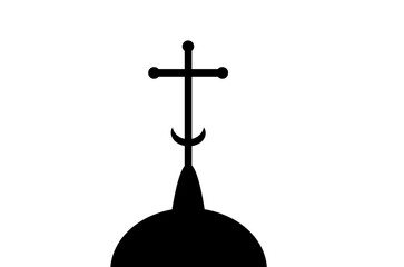 Dome of the church. Black icon on white in flat design. 