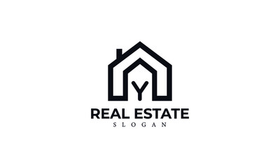 Alphabet Y Real Estate Monogram Vector Logo Design, Letter Y House Icon Template