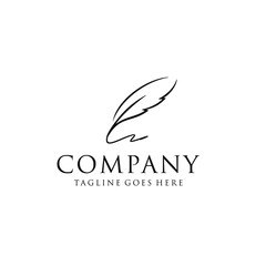 Obraz premium Feather quill ink pen logo design