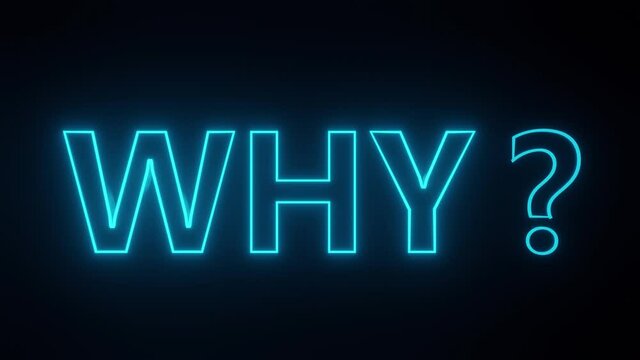 Neon blue inscription "why". 3d render