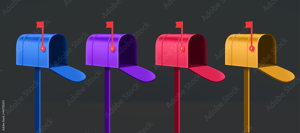 Poster Different color mail boxes vector set