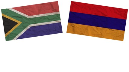 Armenia and South Africa Flags Together Paper Texture Effect Illustration